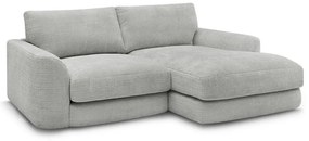 Divano angolare grigio chiaro (con penisola a destra/con chaise lounge) con rivestimento in ciniglia Leonore – Bobochic Paris