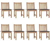 Sedie da Giardino con Cuscini 8 pz in Legno Massello di Teak 3073142