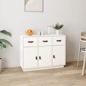 Credenza Bianca 100x40x75 Cm İn Legno Massello Di Pino /