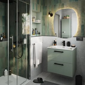 Mobile bagno sospeso con lavabo L 60 x H 57,7 x P 45 cm verde matt truciolare 2 cassetti | Remix