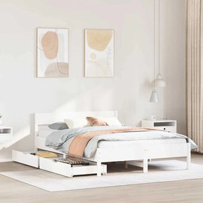Letto Senza Materasso Bianco 140x190 Cm Legno Massello Di Pino /