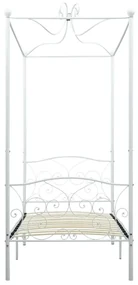 Letto a baldacchino bianco in metallo 90x200 cm