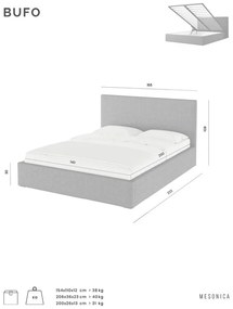 Letto matrimoniale imbottito beige con contenitore con griglia 160x200 cm Bufo - MESONICA