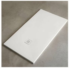 Piatto doccia in mineralmarmo 80x100 cm beige effetto pietra con griglia e piletta sifonata