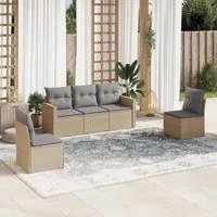 Set Divano da Giardino 5 pz con Cuscini Beige Misto Polyrattan 3225849