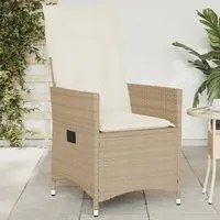 Sedia Reclinabile da Giardino con Cuscini Beige in Polyrattan 365641