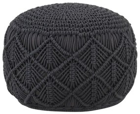 Pouf lavorato a mano macramé antracite 45x30 cm in cotone