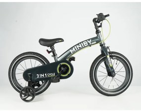 QPlay - Bicicletta per bambini 14" MINIBY 3 in 1 grigia