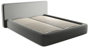 Letto matrimoniale imbottito grigio con contenitore con griglia 160x200 cm Kiana - Makamii