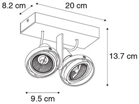 Faretto moderno nero 2 luci - Master 70