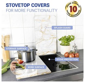 Set di 2 copri stufe in vetro in marmo bianco-oro, 52 x 30 cm Universal - Wenko
