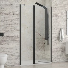Porta doccia battente 90-95cm e fisso colore nero | KPX4000N - KAMALU