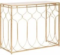 Console rettangolare, in metallo dorato, colore oro, Misure 41 x 78 x 96,5 cm