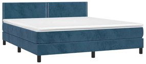 Letto a molle con materasso e led blu scuro 160x200 cm