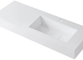 Lavabo integrale a destra rettangolare L 120.5 x H 15 x P 46 cm in resina bianco