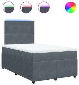 Giroletto a molle con materasso grigio scuro 120x200 cm velluto