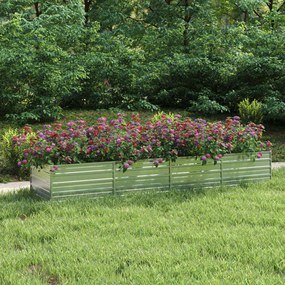 Letto Rialzato Giardino 320x80x45 Cm İn Acciaio Zincato Argento /
