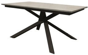 Tavolo VOLPAIA in legno, finitura grigio cemento e metallo verniciato nero, allungabile 160&#215;90 cm &#8211; 220&#215;90 cm
