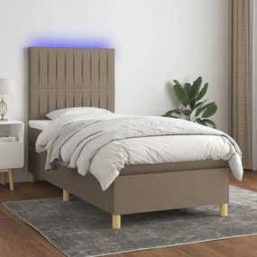 Letto A Molle Con Materasso E Led Tortora 90x190 Cm İn Tessuto /