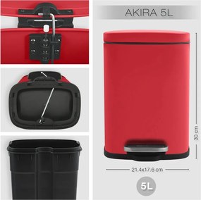 Cestino per la spazzatura rosso in acciaio con pedale 5 l Akira – Spirella