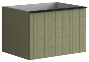 Mobile da bagno sospeso sotto lavabo L 60 x H 40 x P 45.5 cm verde laccato opaco, 2 cassetti Pixel grid