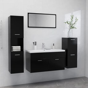 Set Mobili Da Bagno Nero İn Legno Multistrato /