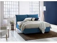 Letto matrimoniale Agnese, Letto contenitore con rivestimento in tessuto, Made in Italy, Apertura frontale, adatto per materasso cm 140x190, Blu