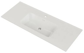 Lavabo integrale a incasso bacino al centro rettangolare Neo Moon L 121 x H 17.5 x P 46 cm in ceramica bianco lucido