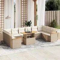 Set Divani da Giardino 11 pz con Cuscini Beige in Polyrattan 3273249