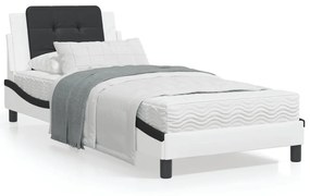 Letto con materasso nero e bianco 90x200 cm in similpelle