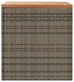 Contenitore giardino grigio 110x50x54cm polyrattan legno acacia