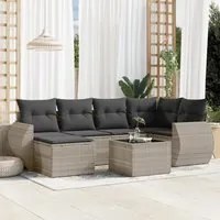 Set Divani da Giardino 7pz con Cuscini Grigio Chiaro Polyrattan 3221671