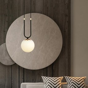 Lampadario a Sospensione in Acciaio e Vetro GLAM 1 Nero E14 Colore delle Sfere Bianco