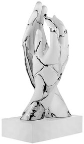 Bongelli preziosi Scultura in marmorino moderna Mani intrecciate con venature h 38 - varie colorazioni BIANCO ARGENTO