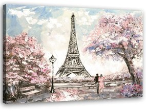 Quadro su tela, Torre Eiffel di Parigi rosa come dipinto
