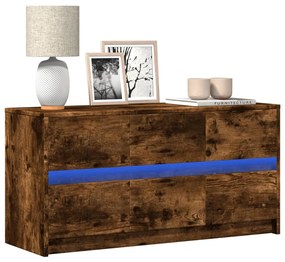 Mobile Porta Tv Con Led Rovere Fumo 100x34x50 Cm İn Truciolato /