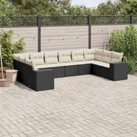 Set Divani da Giardino 10pz con Cuscini in Polyrattan Nerocod mxl 88918