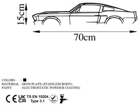 Decorazione da muro 70x15 cm car metallo