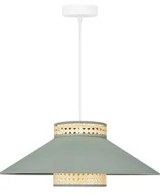 Duolla - Lampadario a sospensione con filo RIO RATTAN 1xE27/15W/230V diametro 45 cm verde/rattan
