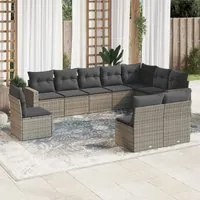 Set Divano da Giardino 10 pz con Cuscini Grigio in Polyrattancod mxl 111978