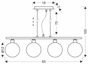 Lampadario a sospensione con cavo SOMUL 4xG9/20W/230V nero fumé
