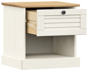 Comodino vigo bianco 42x35x40 cm in legno massello di pino