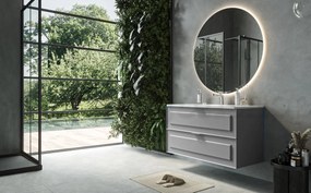 Mobile bagno grigio opaco 82x47 Dublino con lavabo in ceramica due cassetti con cornice