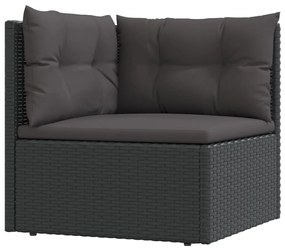 Set mobili da giardino 6 pz con cuscini in polyrattan nero