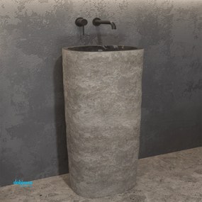 Lavabo Freestanding "River" Da Diam.40 Cm Con Scarico a Pavimento Finitura Grey