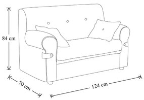 Divano 2 posti 124 cm con cuscini in tessuto ERMES Grigio Antracite