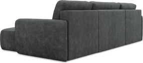 Divano angolare grigio scuro allungabile/con contenitore (a U) con rivestimento in ciniglia Lilo – Makamii