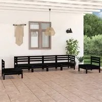 Set Divani da Giardino 6 pz Nero in Legno Massello di Pino cod mxl 36470