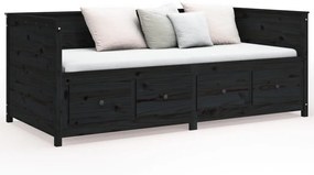 Dormeuse Nera 75x190 cm in Legno Massello di Pino