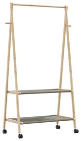 Appendiabiti Con Ripiani E Ruote 96x45,5x155,5 Cm İn Bambù /